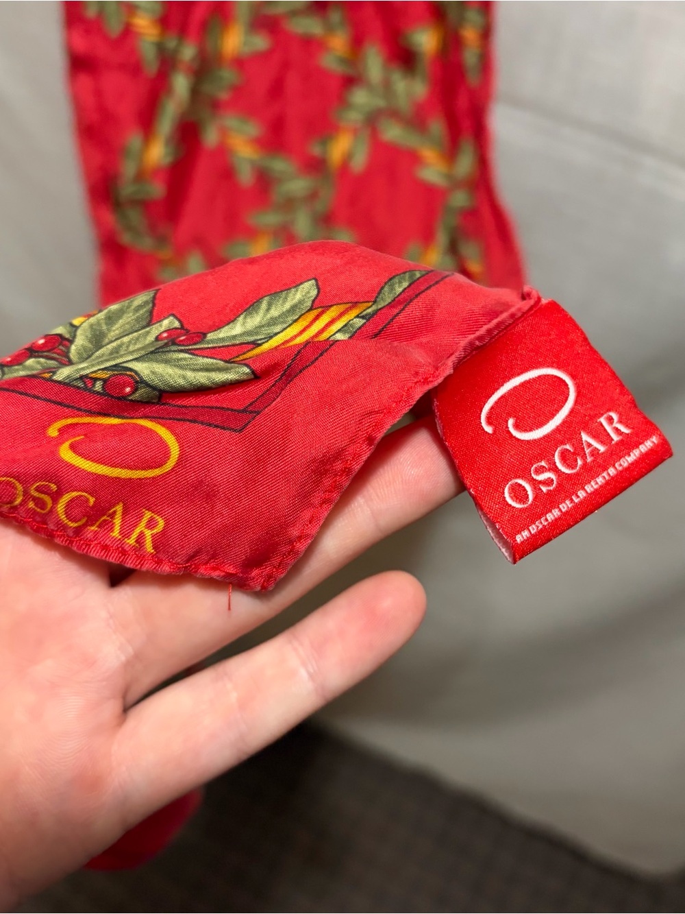 Oscar De La Renta silk Christmas themed scarf